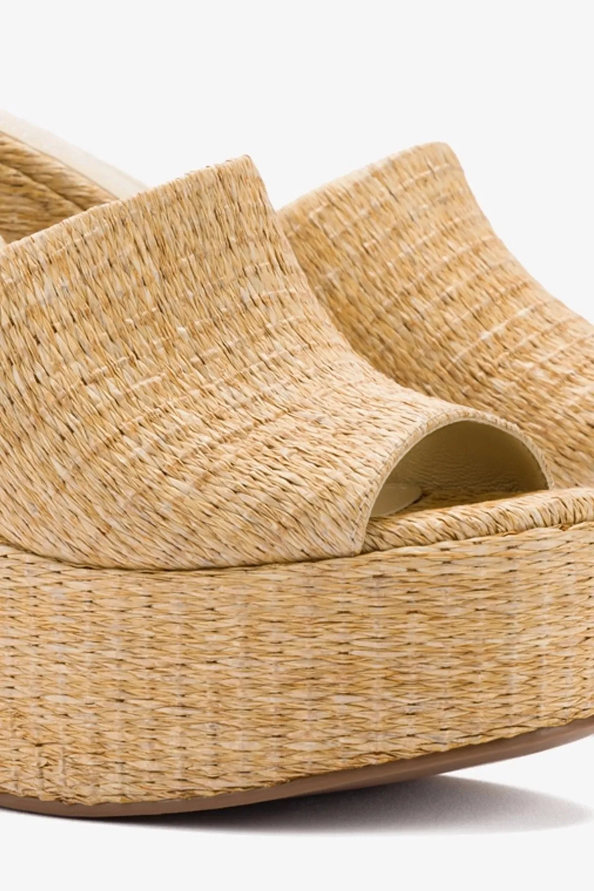 Larroudé x Jennifer Fisher Wedge Mule In Sepia Raffia