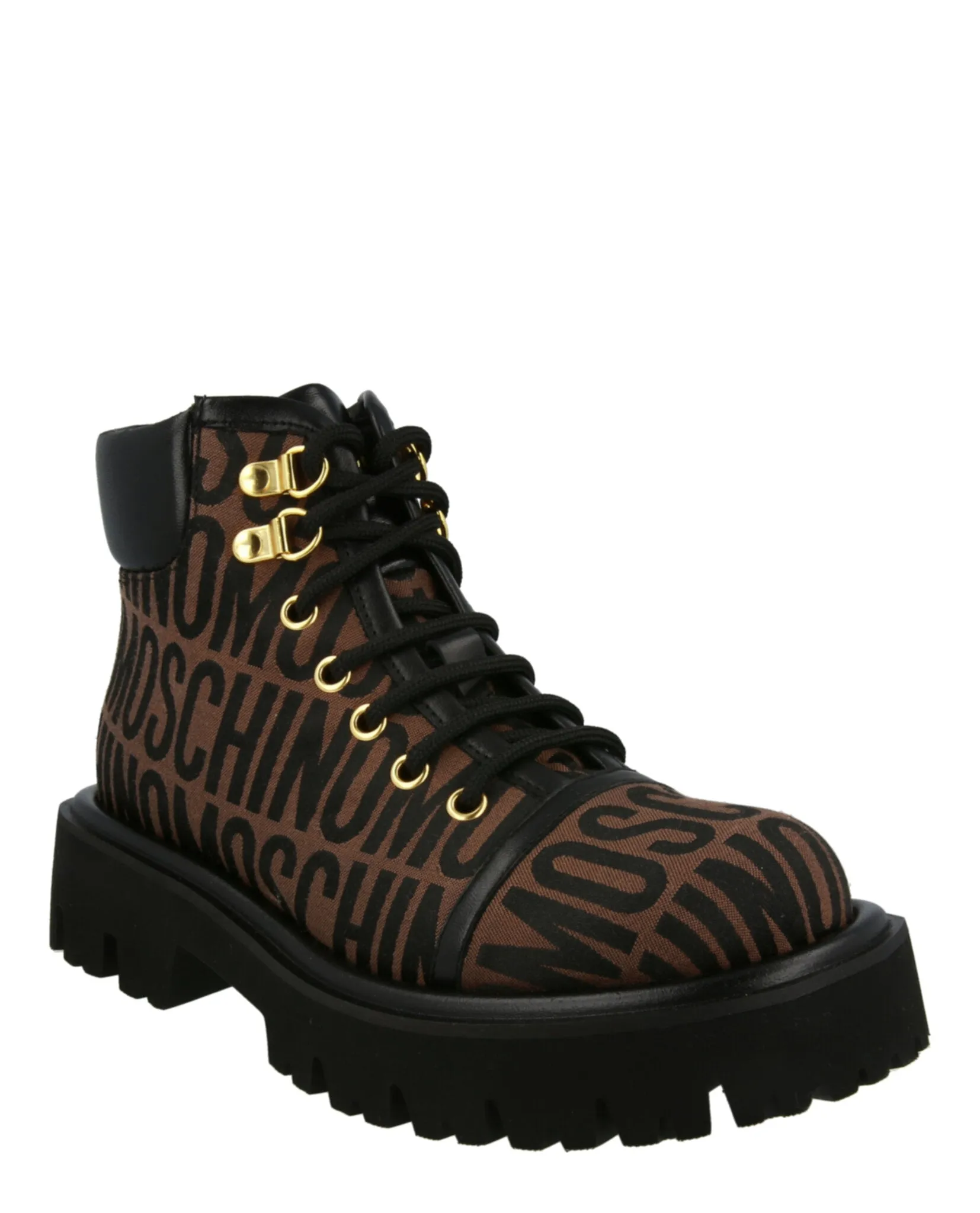 Logo Jacquard Lace-Up Ankle Boots