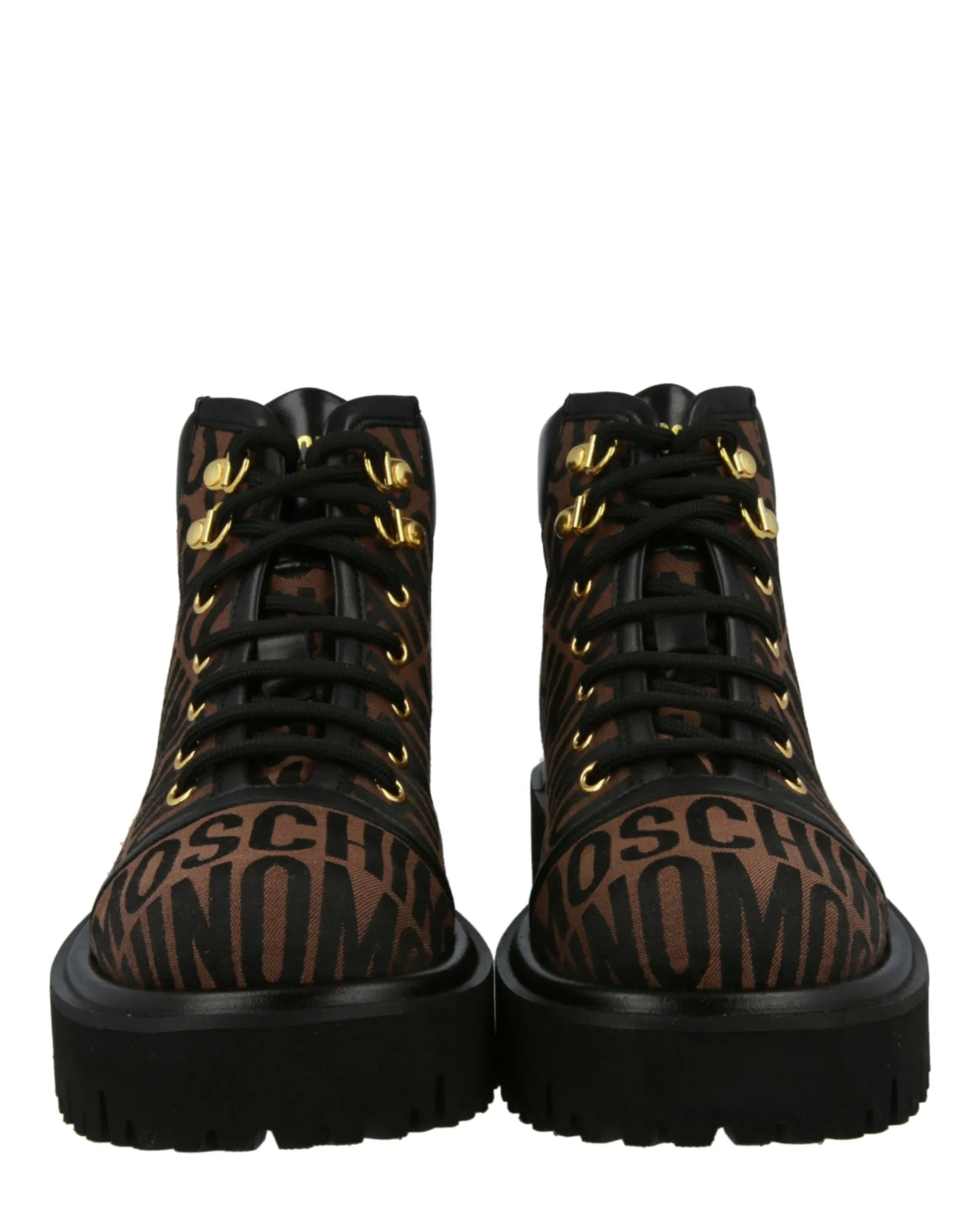 Logo Jacquard Lace-Up Ankle Boots