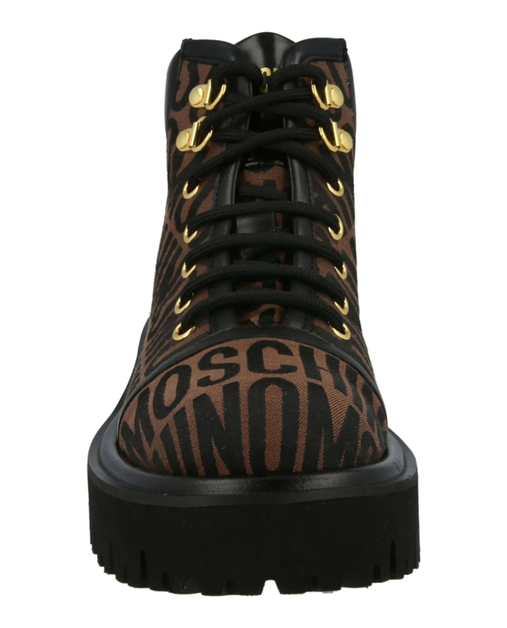 Logo Jacquard Lace-Up Ankle Boots