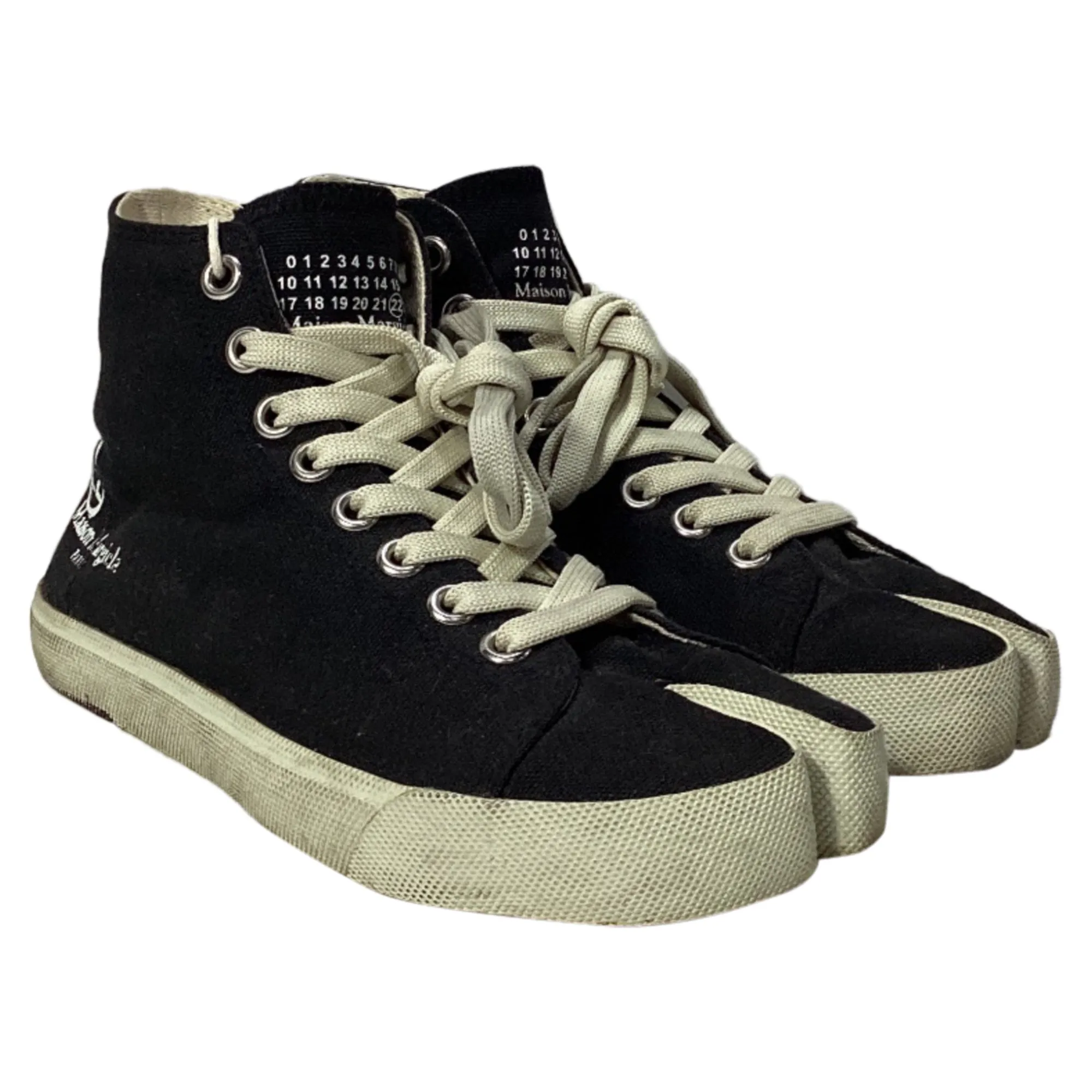 Maison Margiela Tabi Vandal High-Top Sneakers in Black Canvas