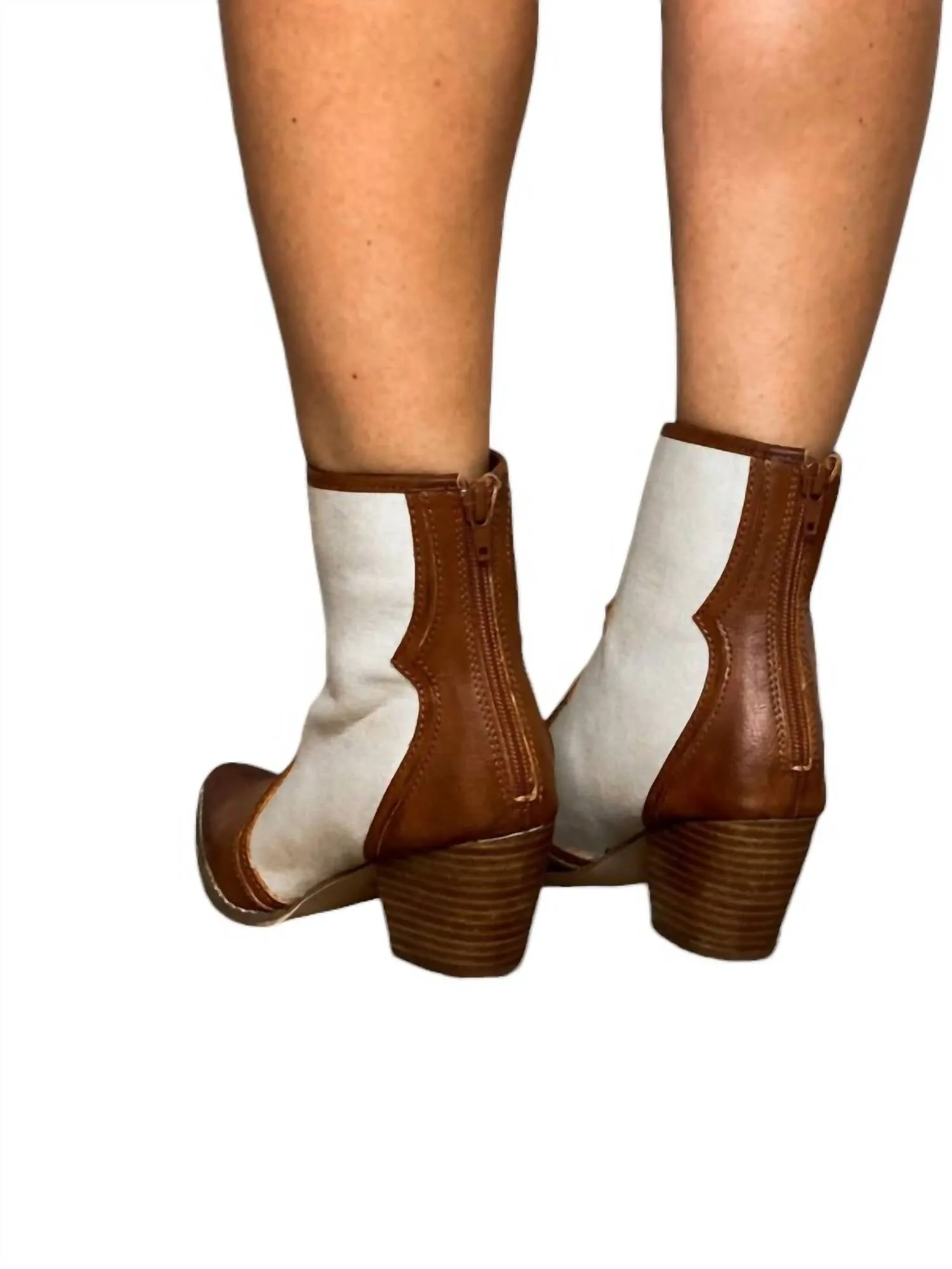 Marvin Saddle Boots In Ivory/brown