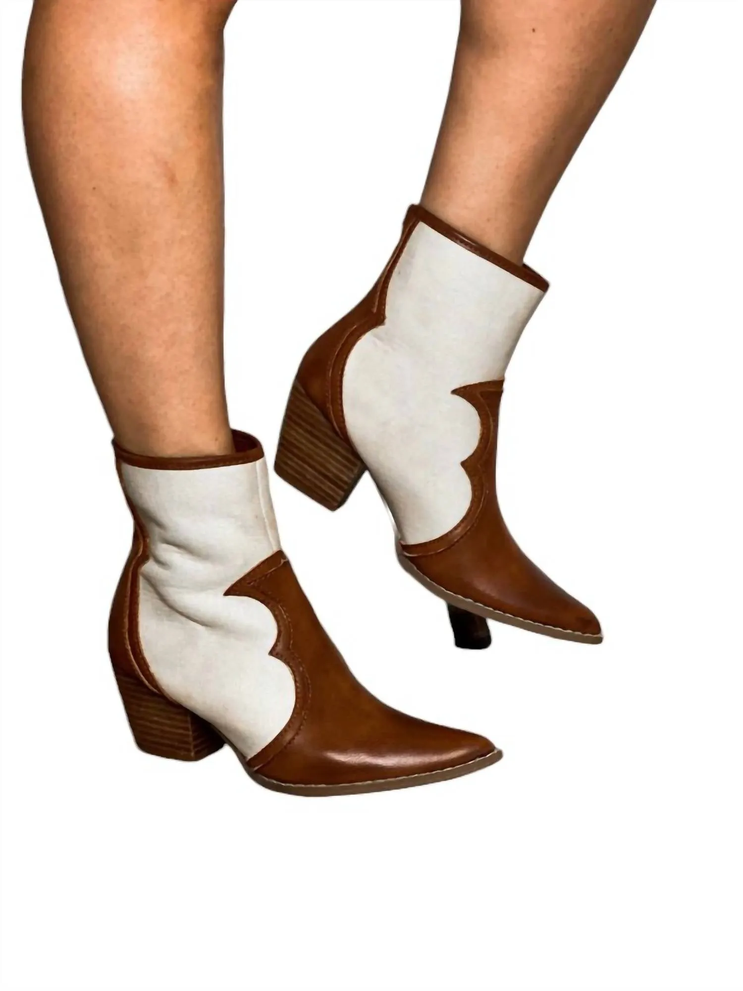 Marvin Saddle Boots In Ivory/brown