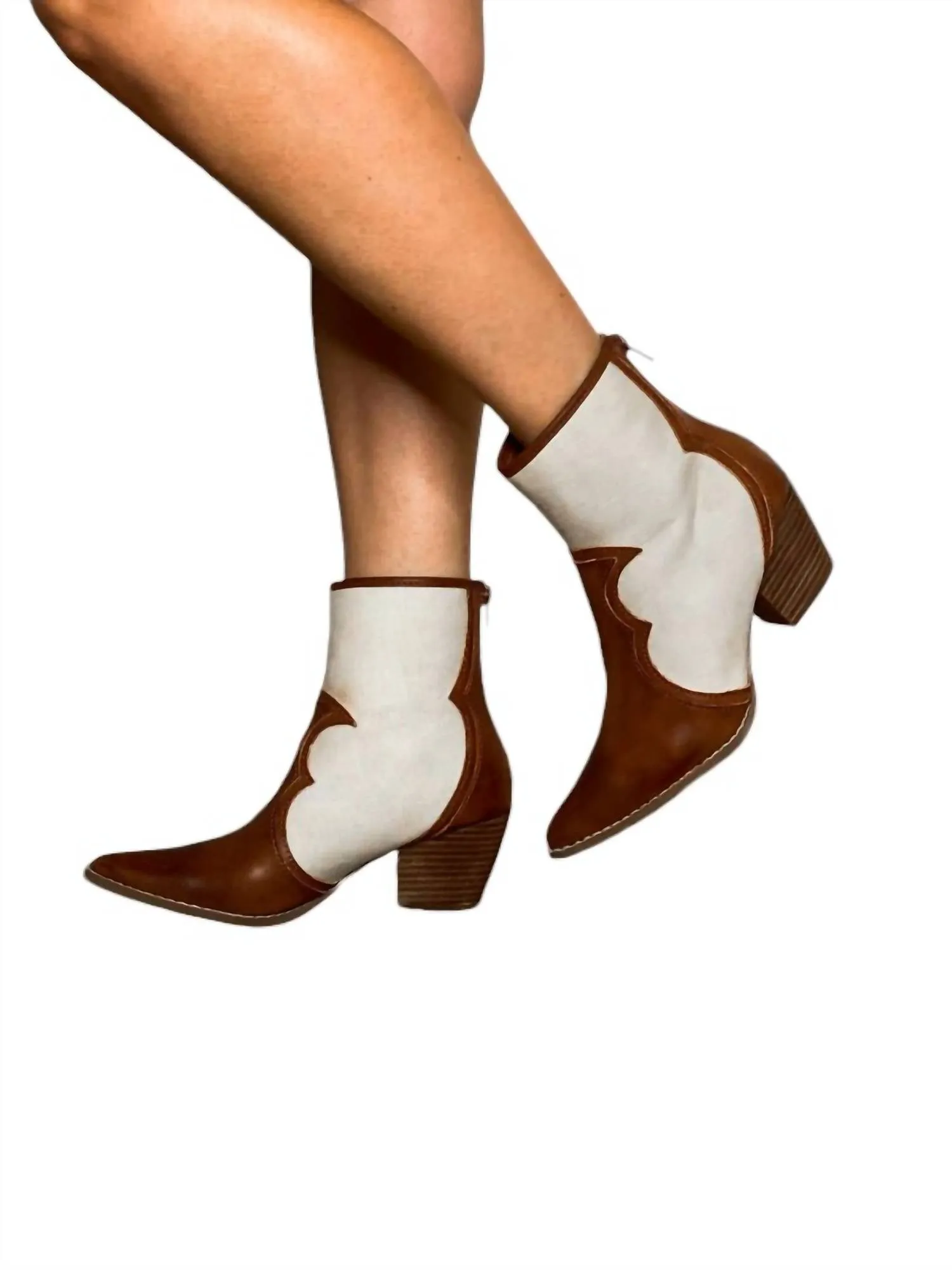 Marvin Saddle Boots In Ivory/brown