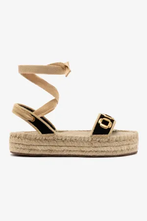 Milan Espadrille Flatform In Black Suede