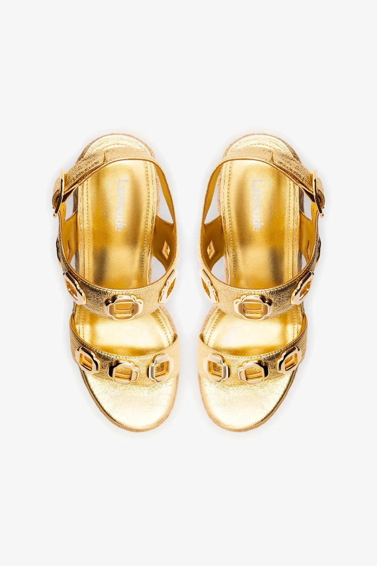 Milan Espadrille In Gold Metallic Leather