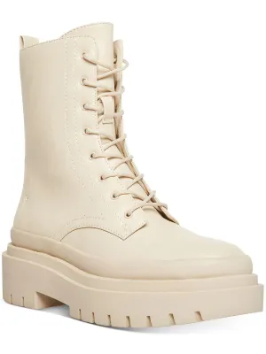 Moss Womens Faux Leather Round Toe Mid-Calf Boots