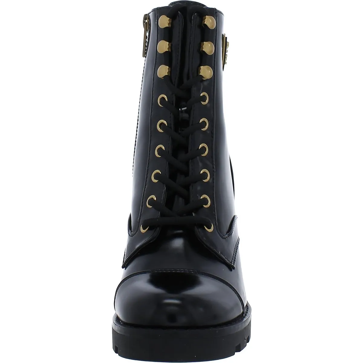 Neadyn Womens Patent Lug Sole Combat & Lace-Up Boots