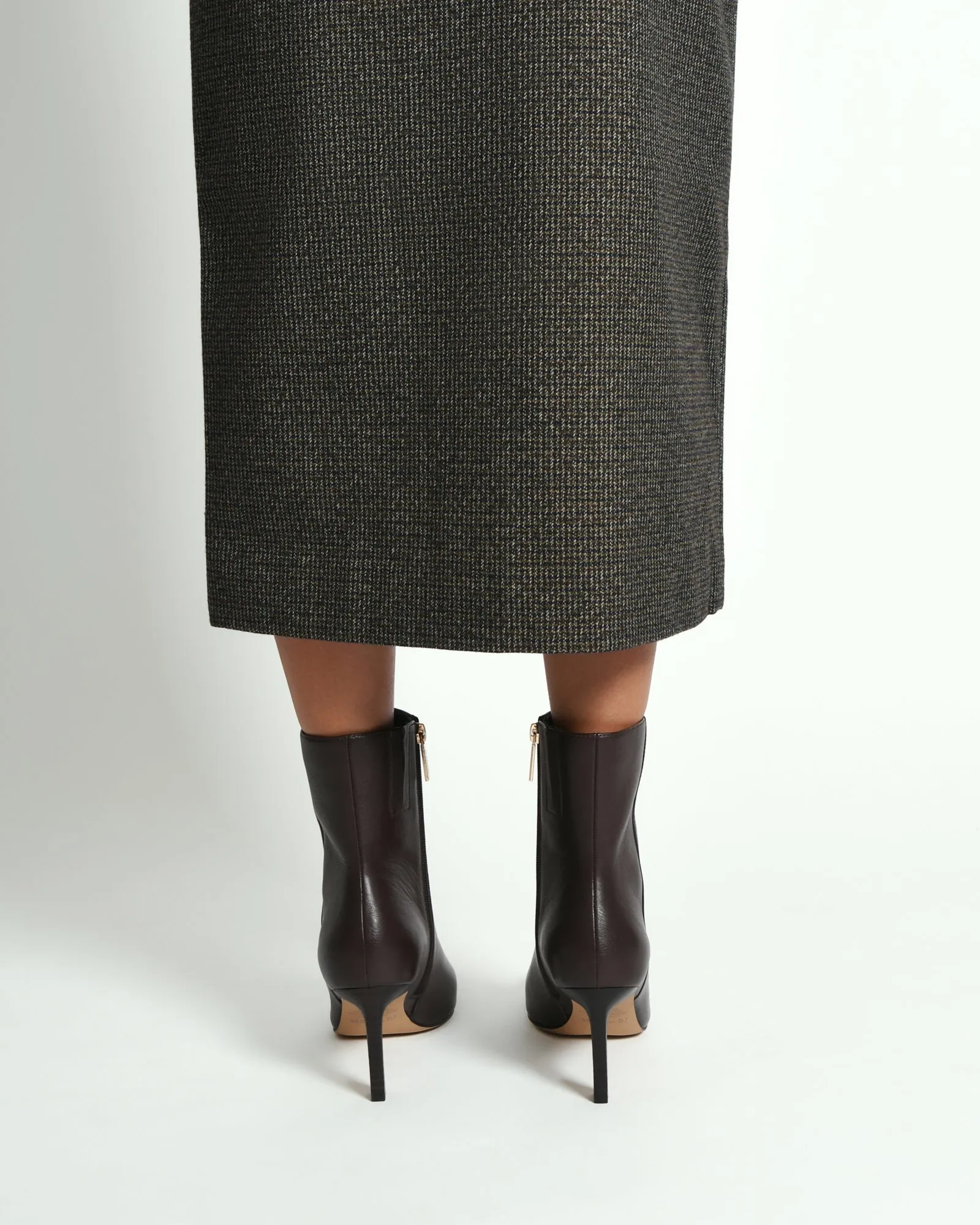 NESSIE MID ANKLE BOOTS BITTER CHOC LEATHER