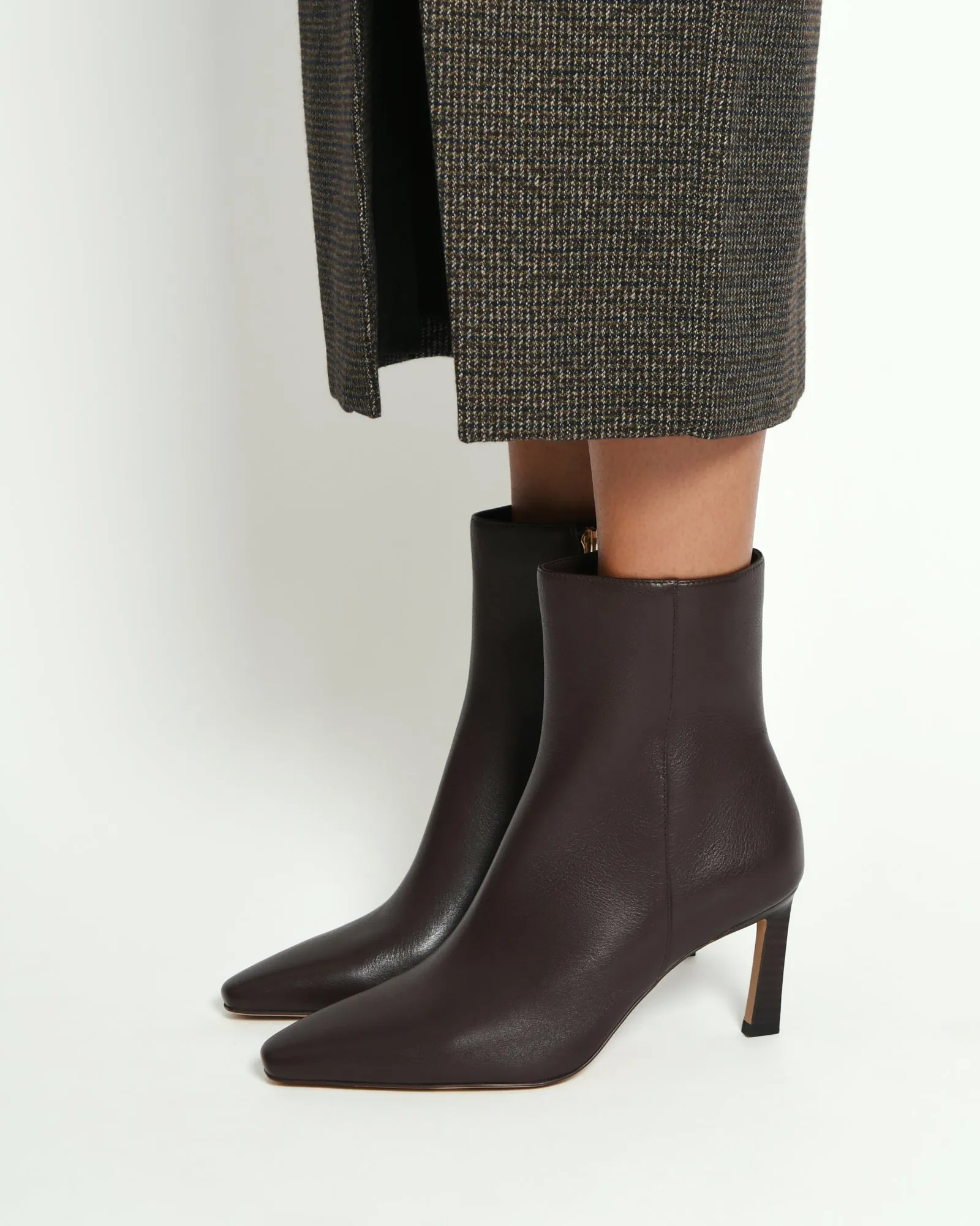 NESSIE MID ANKLE BOOTS BITTER CHOC LEATHER