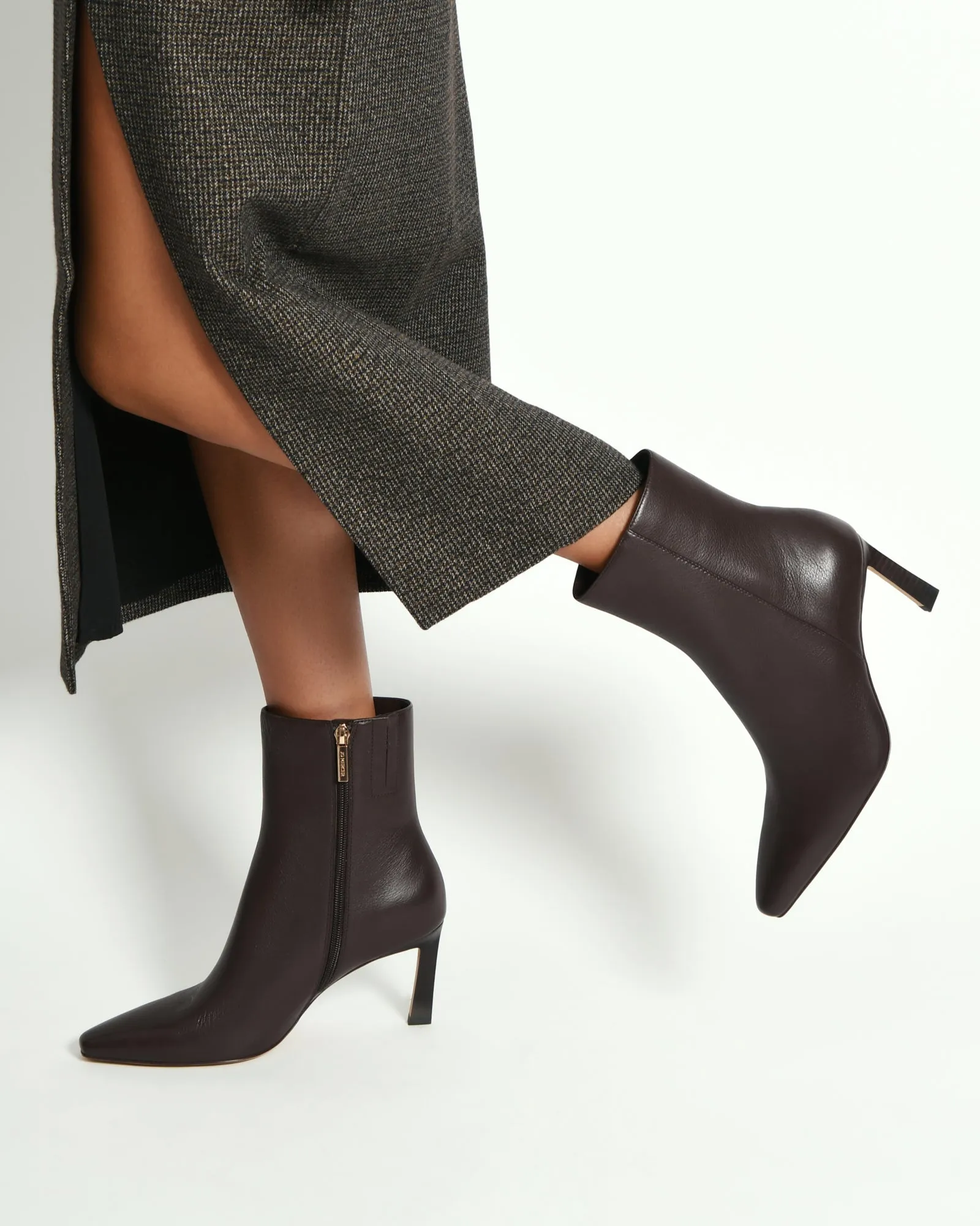 NESSIE MID ANKLE BOOTS BITTER CHOC LEATHER