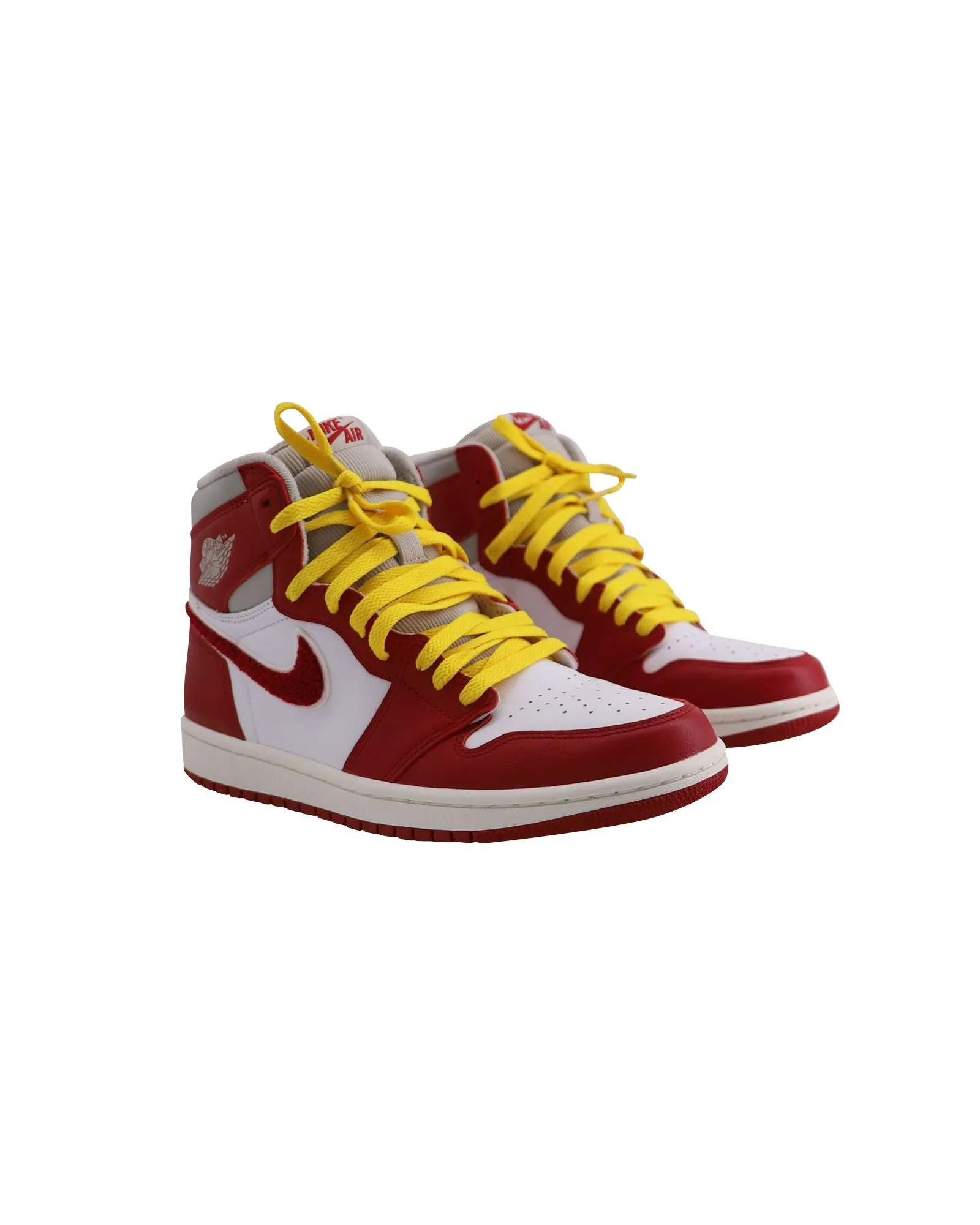 Nike Air Jordan 1 Retro High Top Sneakers in Iron Ore/Red Varsity Leather