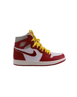 Nike Air Jordan 1 Retro High Top Sneakers in Iron Ore/Red Varsity Leather
