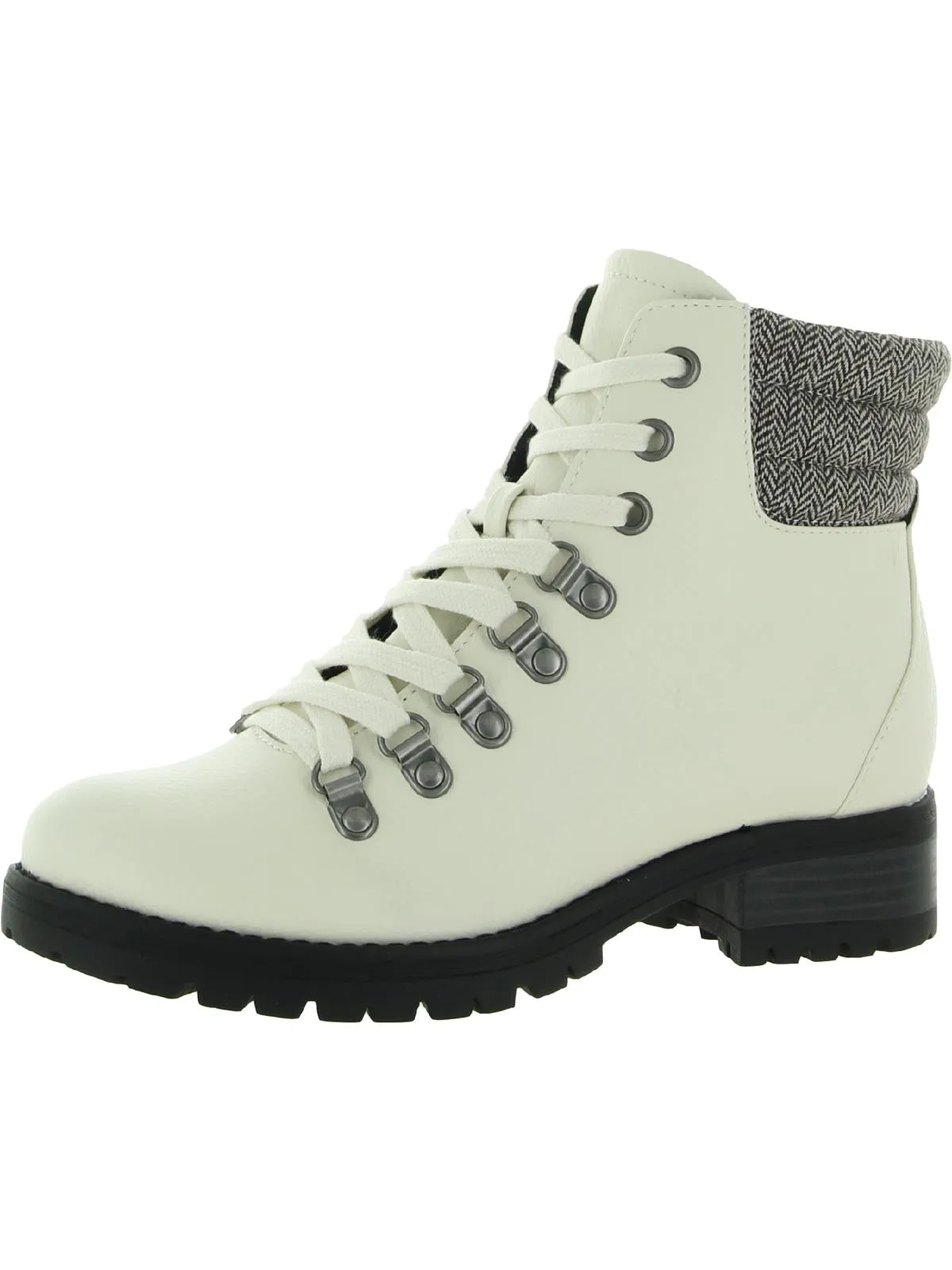 Other Side Womens Vegan Leather Ankle Combat & Lace-up Boots