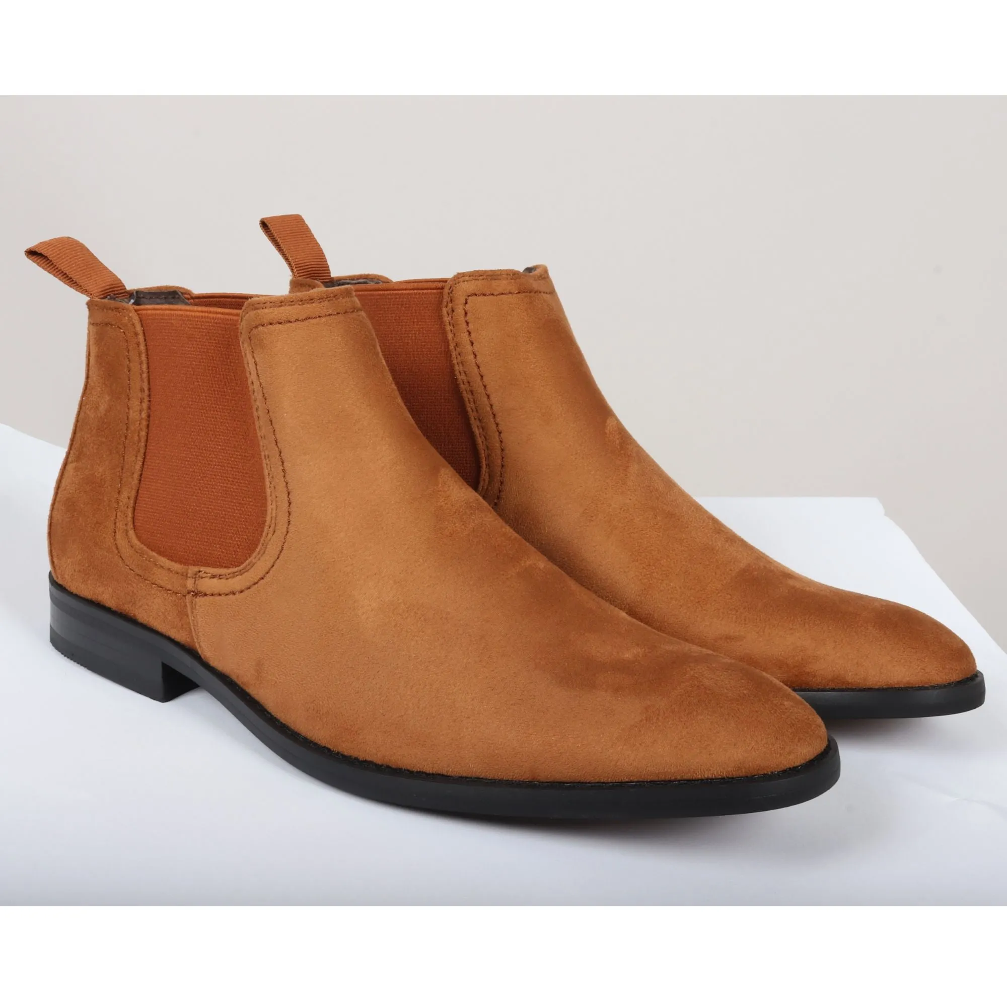 Slip On Suede Leather Lined Chelsea Ankle Shoes
