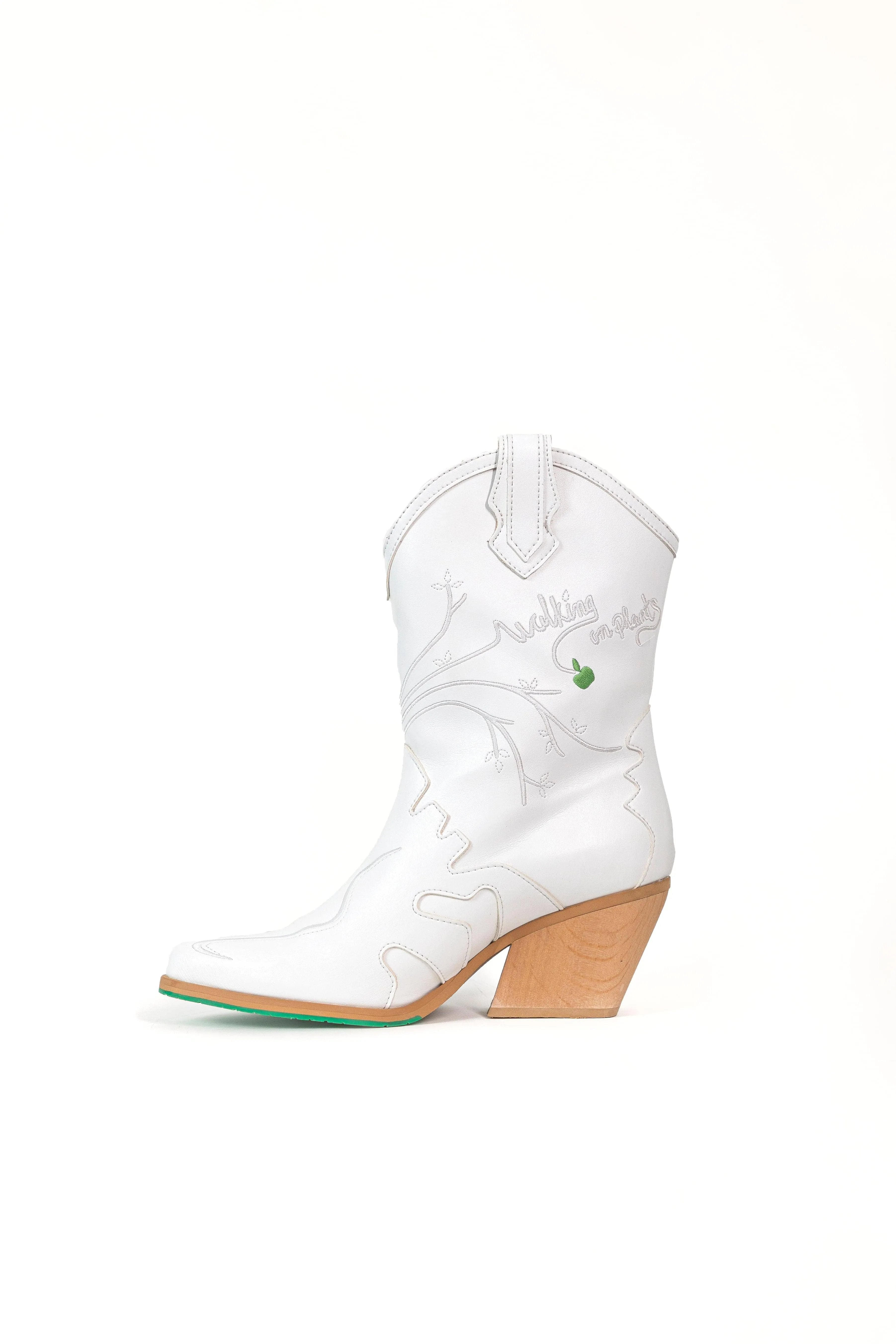 Sofie Vegan Apple Leather Cowboy Boots | White