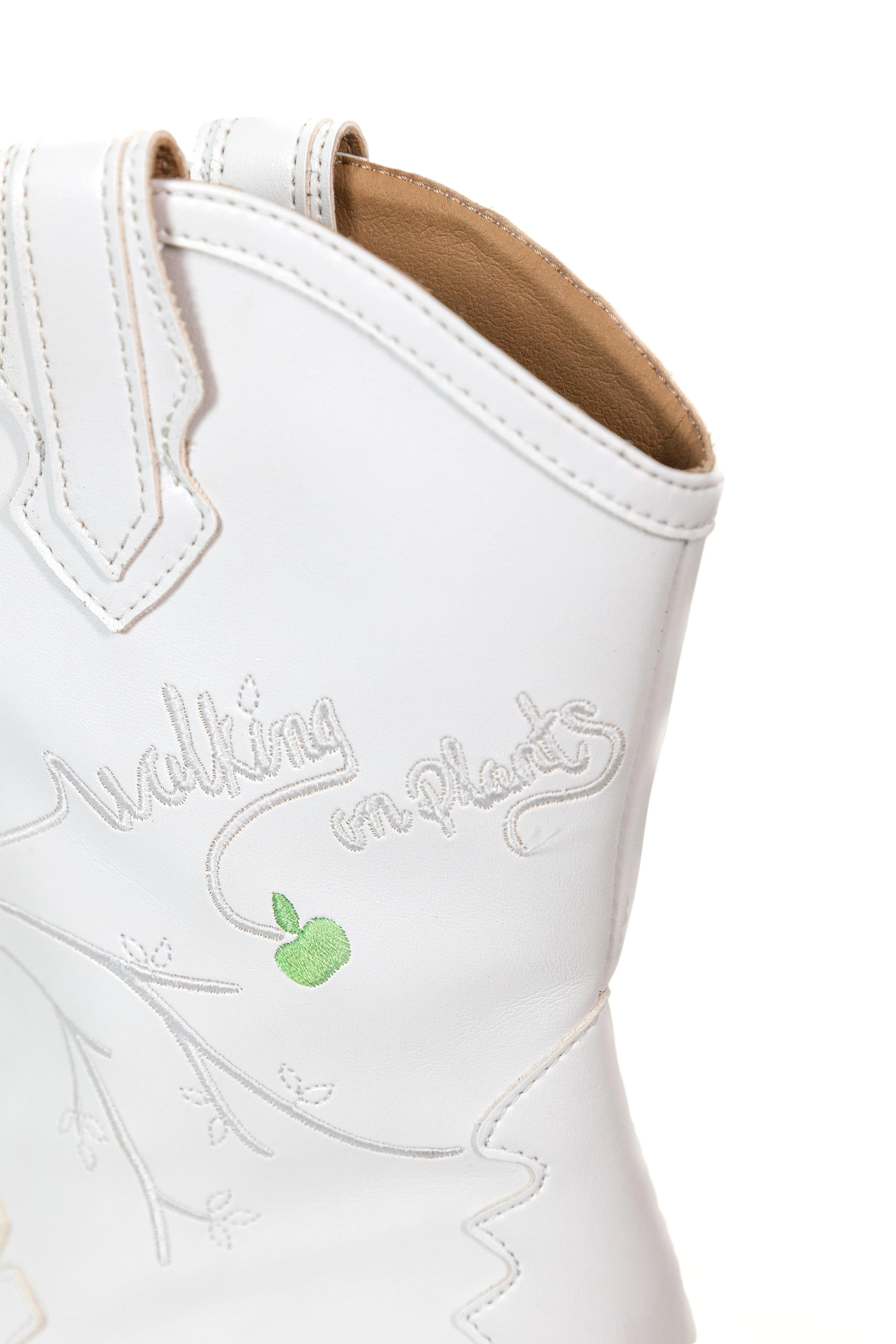 Sofie Vegan Apple Leather Cowboy Boots | White