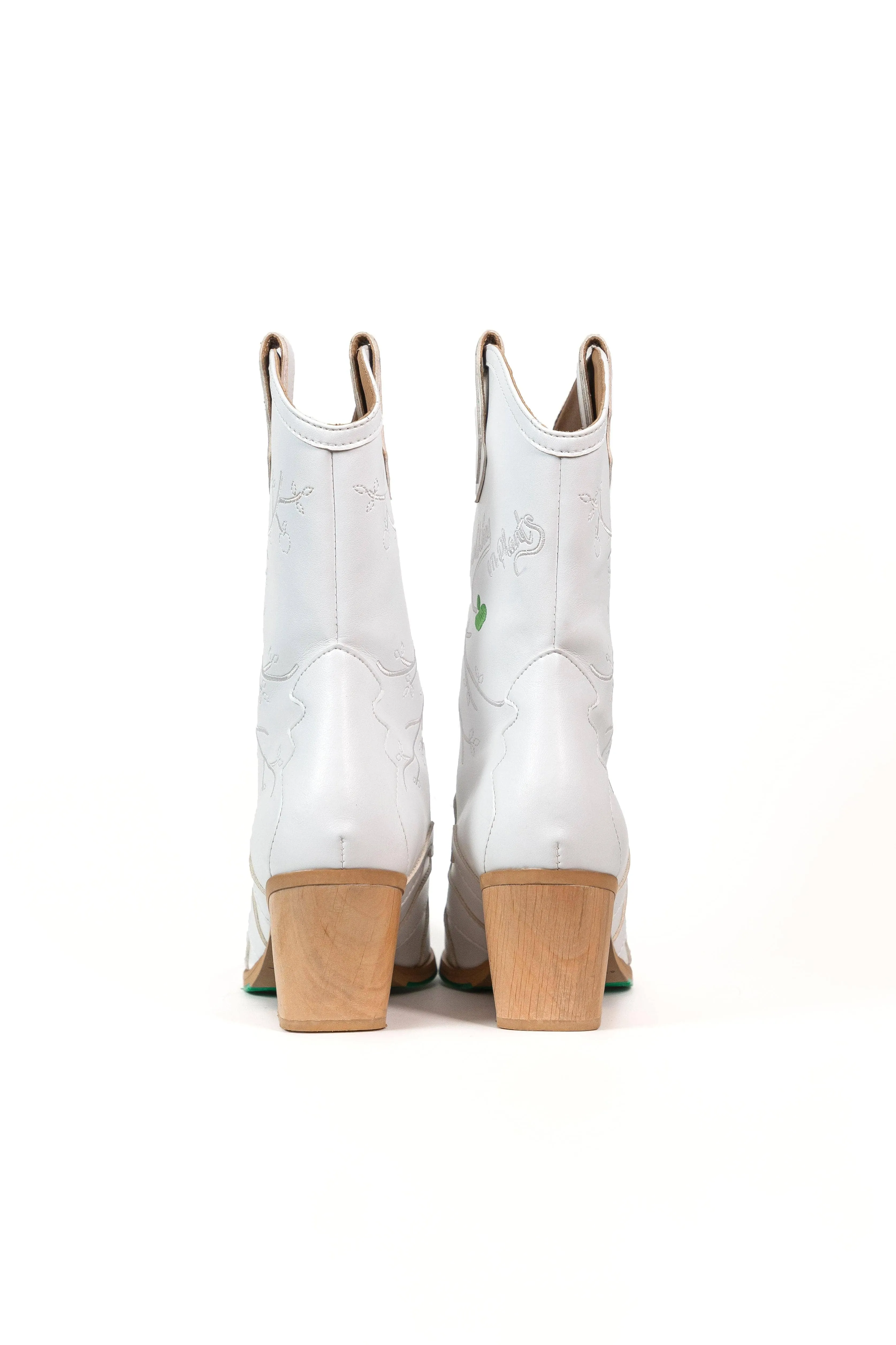 Sofie Vegan Apple Leather Cowboy Boots | White