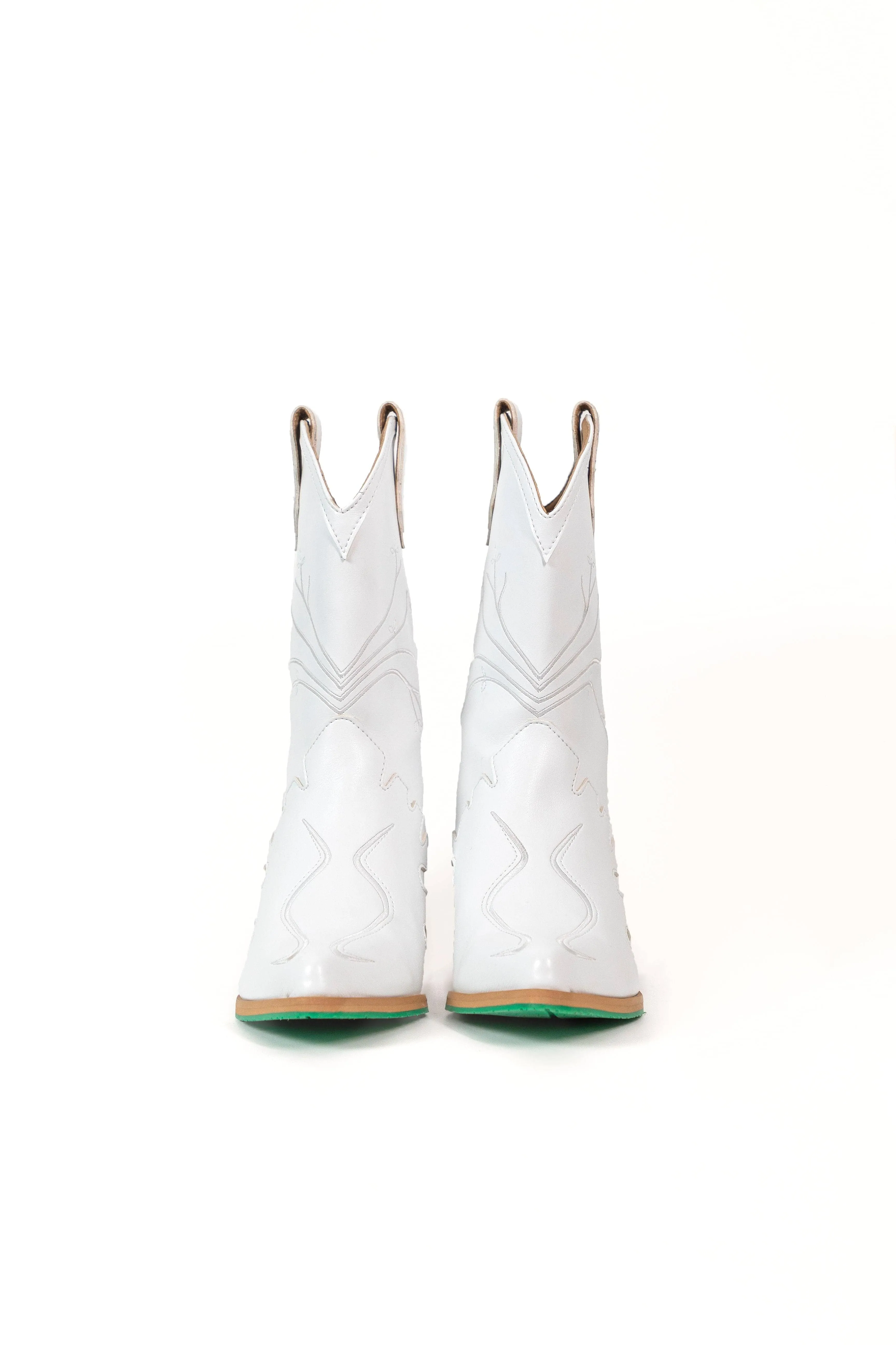 Sofie Vegan Apple Leather Cowboy Boots | White