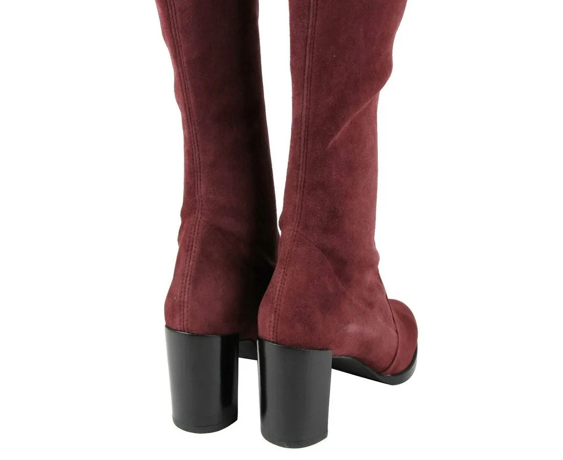 Stuart Weitzman Women's Tipland Cabernet  Suede Over the Knee Boot