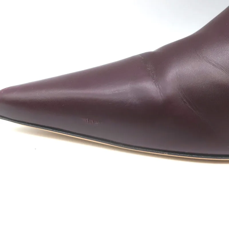The Row Bourgeoisie Mules Burgundy Leather Size 37.5 Pointed Toe Heels