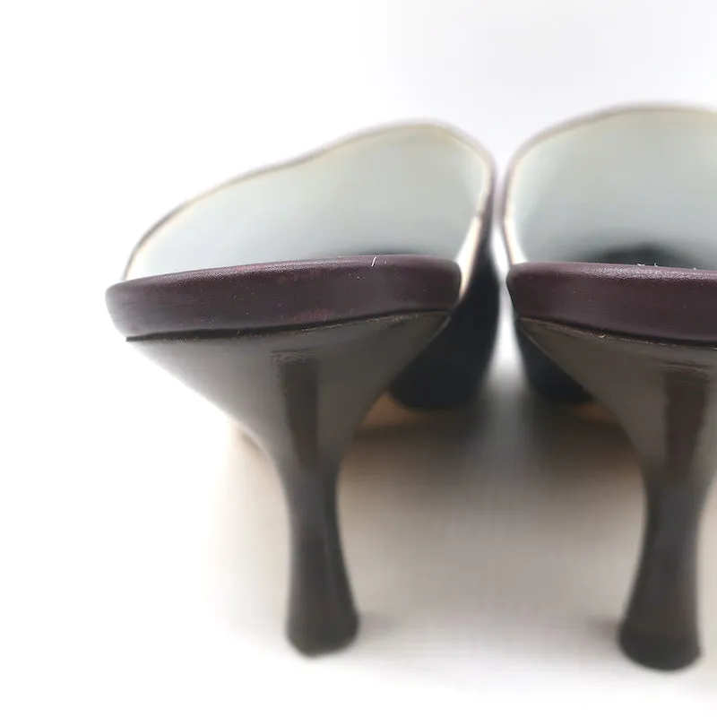 The Row Bourgeoisie Mules Burgundy Leather Size 37.5 Pointed Toe Heels
