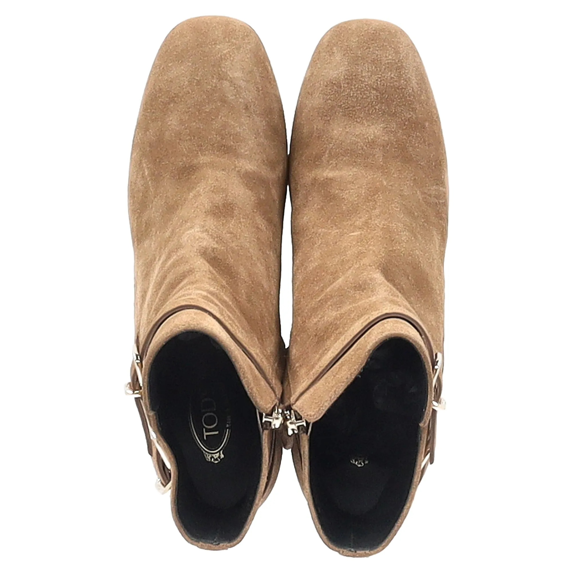 Tod's Buckled Ankle Boots in Brown Suede