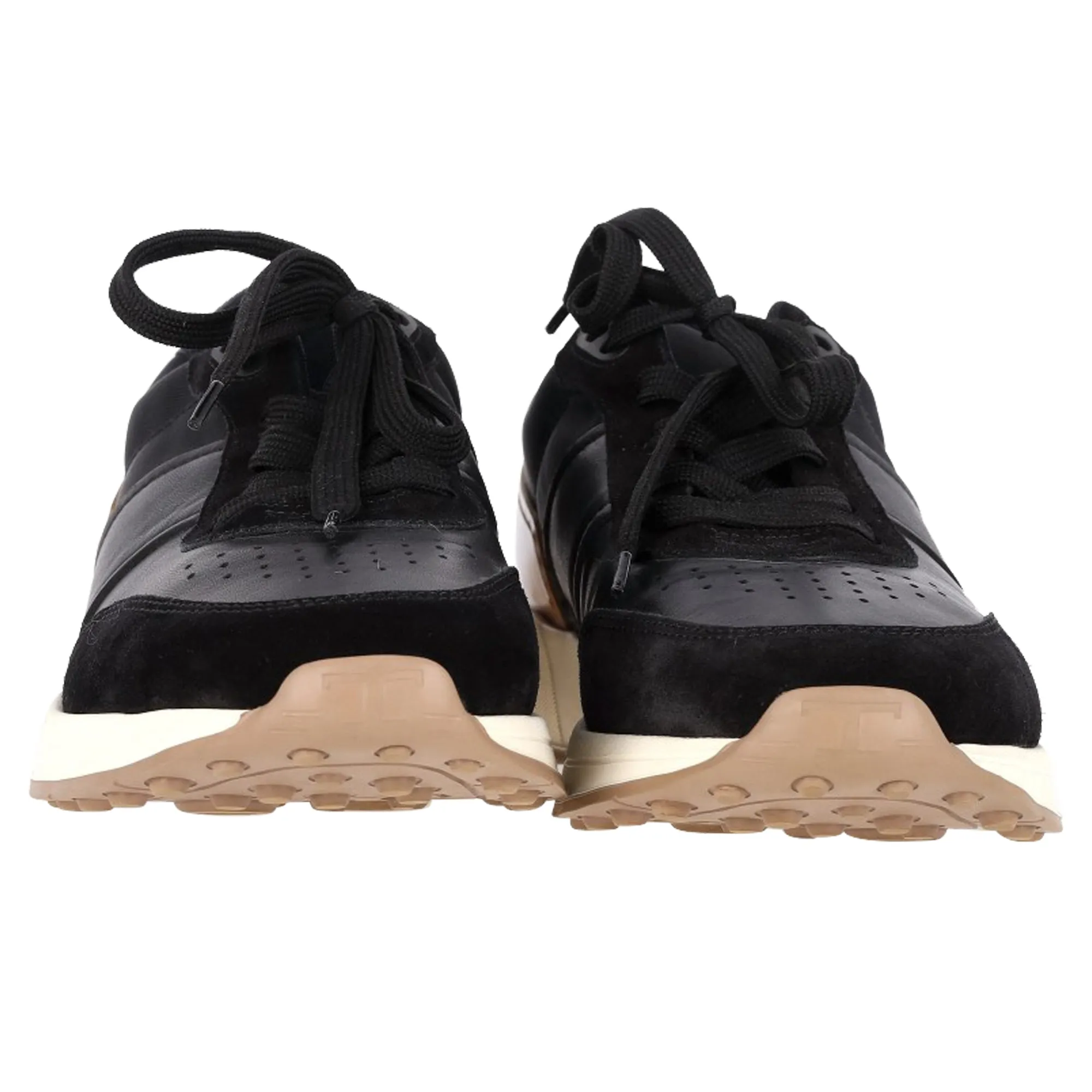 Tod's Lace-Up Sneakers in Black Leather and Mesh