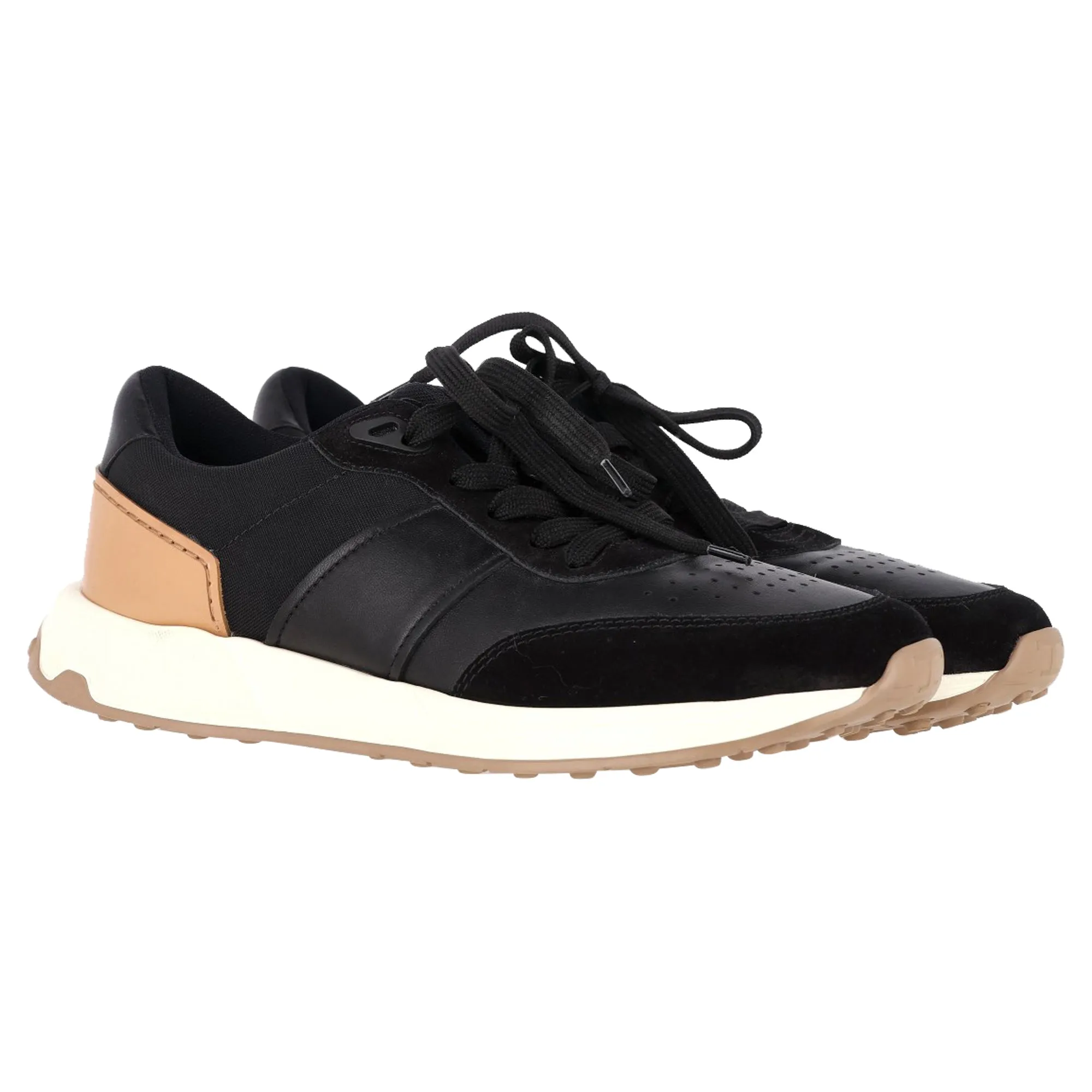 Tod's Lace-Up Sneakers in Black Leather and Mesh