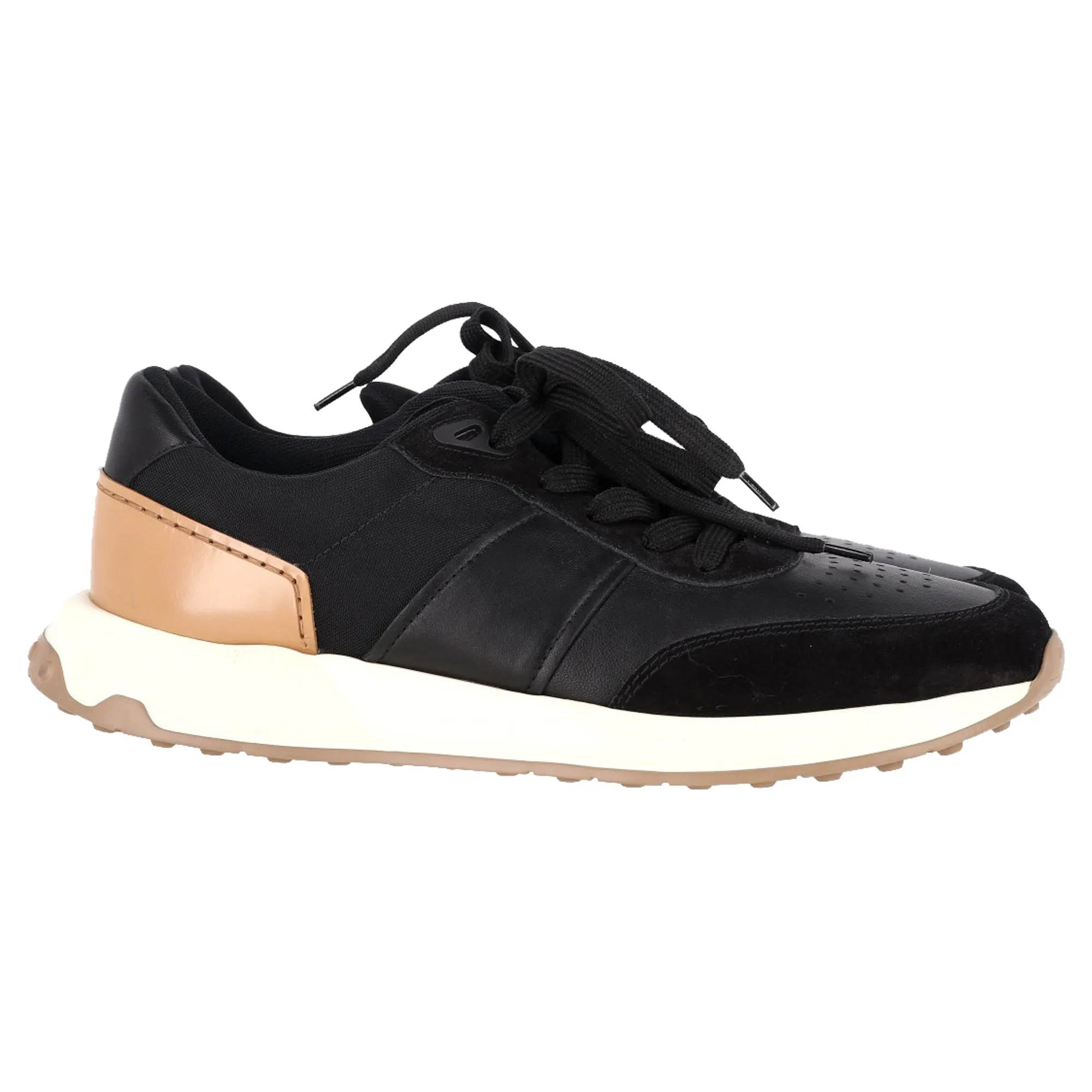 Tod's Lace-Up Sneakers in Black Leather and Mesh