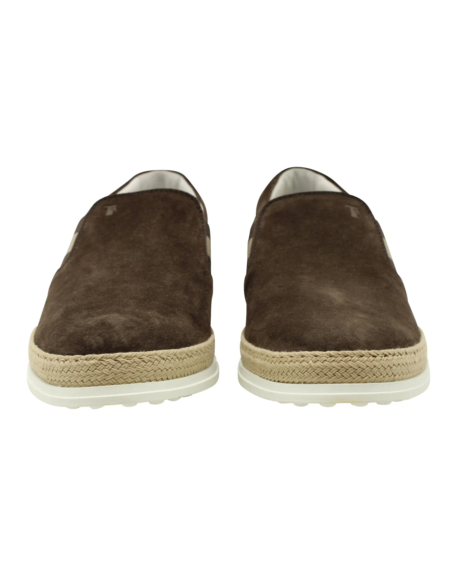 Tod's Stripe Espadrille Loafers in Dark Brown Suede