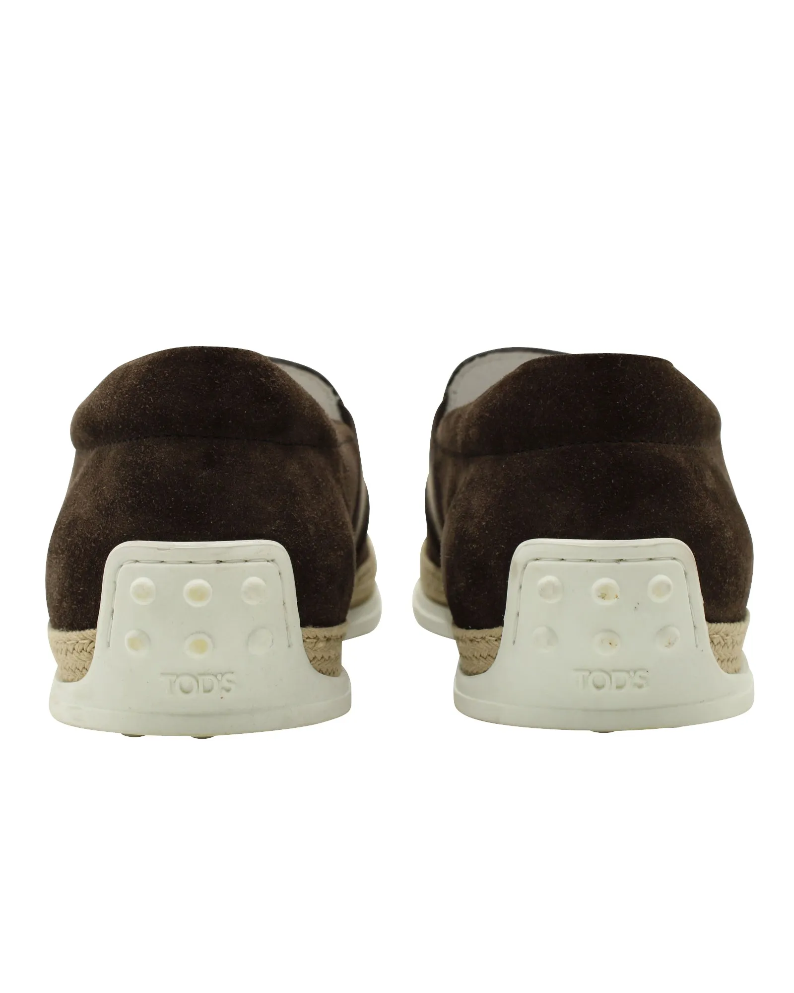 Tod's Stripe Espadrille Loafers in Dark Brown Suede