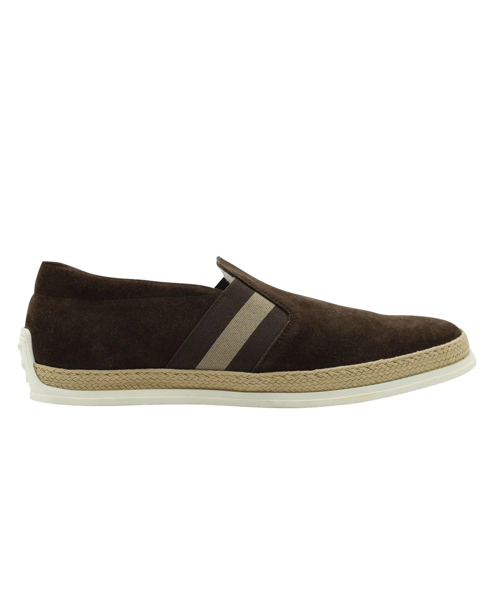 Tod's Stripe Espadrille Loafers in Dark Brown Suede