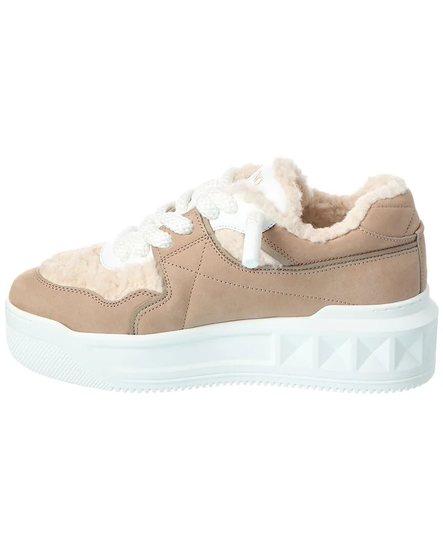 Valentino One Stud XL Leather & Wool Sneaker