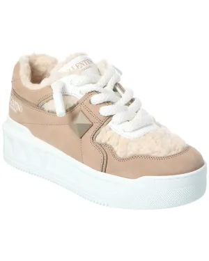 Valentino One Stud XL Leather & Wool Sneaker
