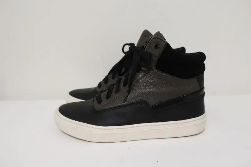 Vince High Top Sneakers Newman Brown Leather & Black Suede Size 7