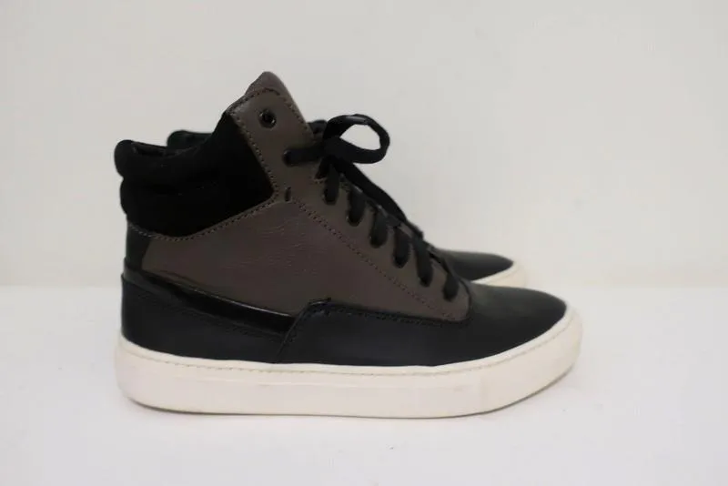 Vince High Top Sneakers Newman Brown Leather & Black Suede Size 7