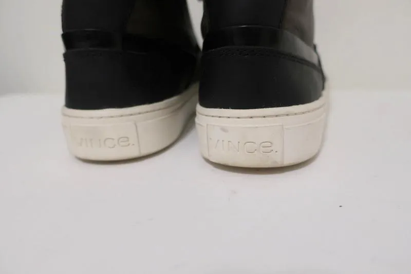 Vince High Top Sneakers Newman Brown Leather & Black Suede Size 7