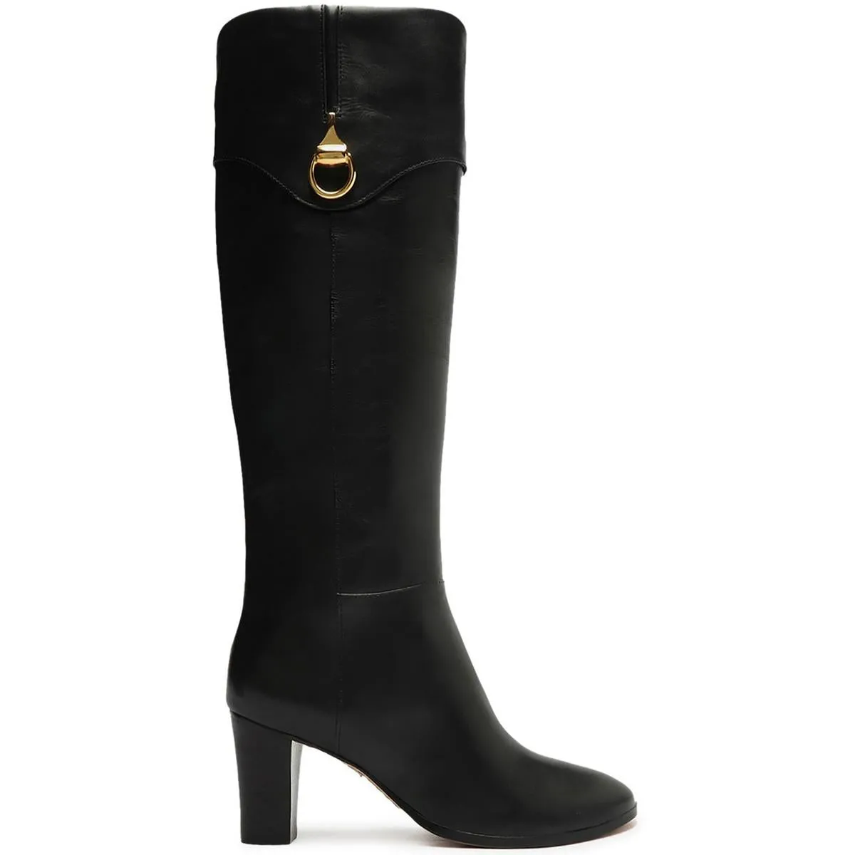 Vivian Womens Leather Block Heel Mid-Calf Boots