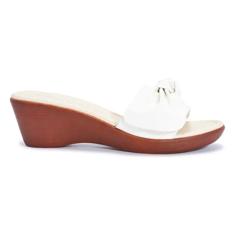 White Wedge Wooden Effect High Heel