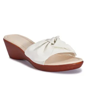 White Wedge Wooden Effect High Heel