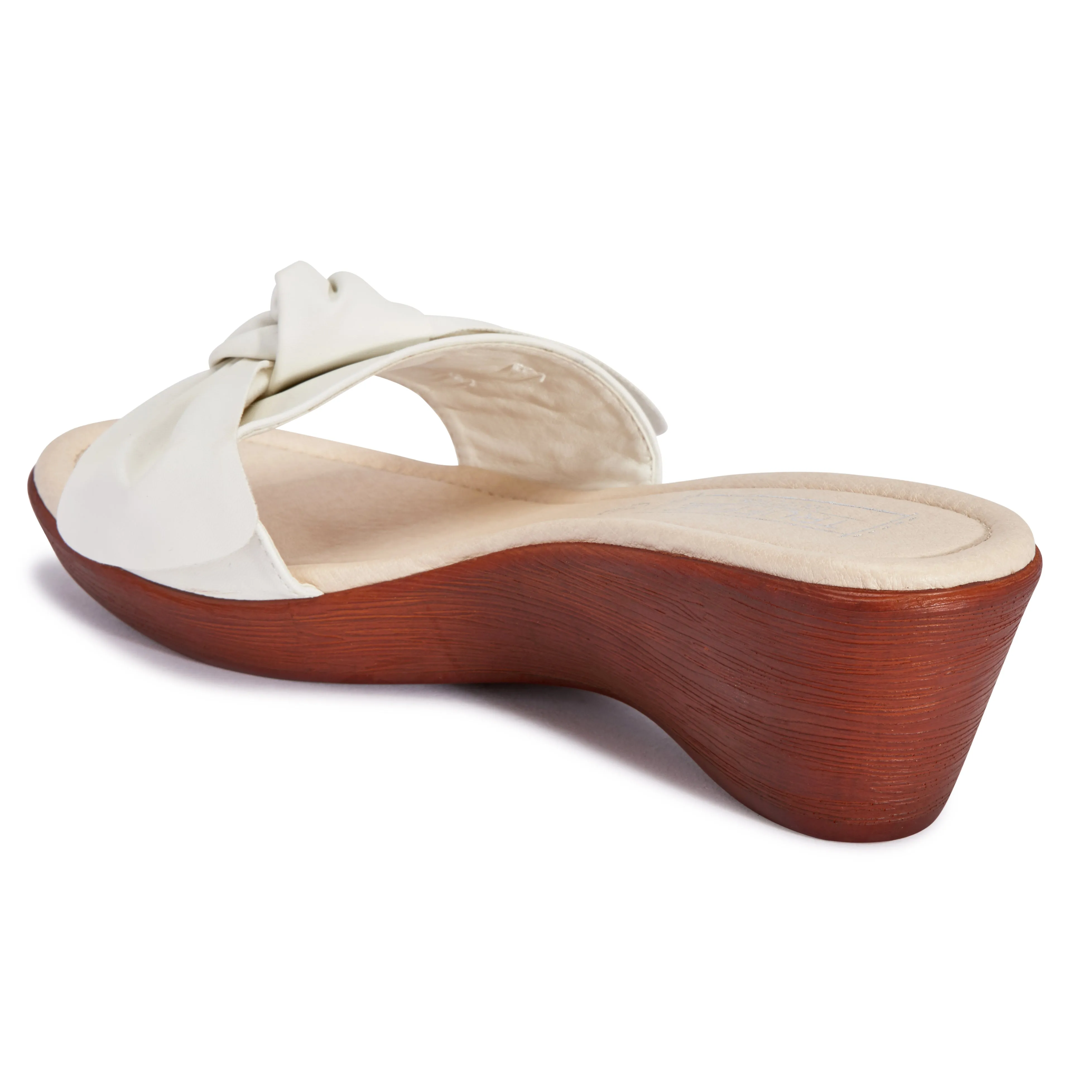 White Wedge Wooden Effect High Heel
