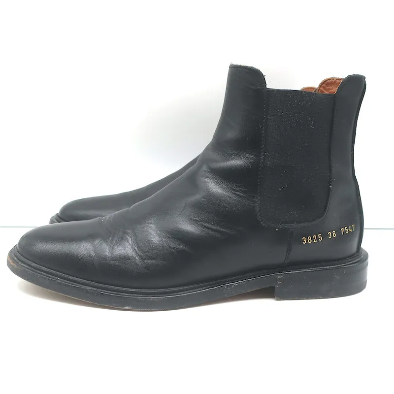 Woman by Common Projects Chelsea Boots Black Leather Size 38 Flat Ankle Boots