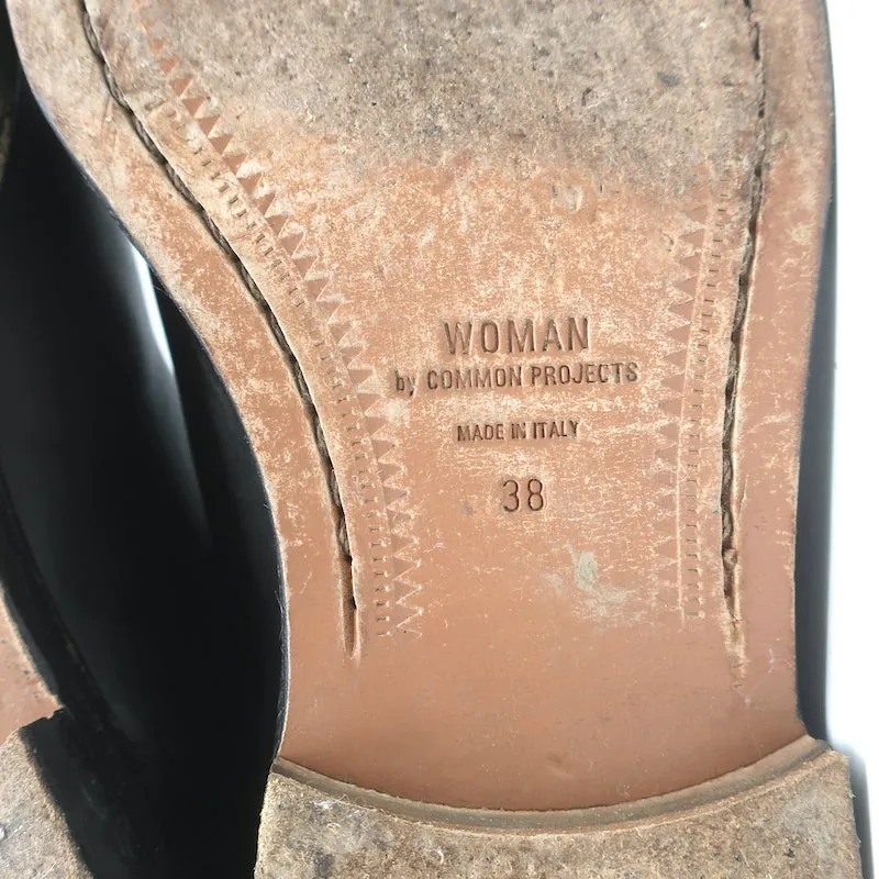 Woman by Common Projects Chelsea Boots Black Leather Size 38 Flat Ankle Boots