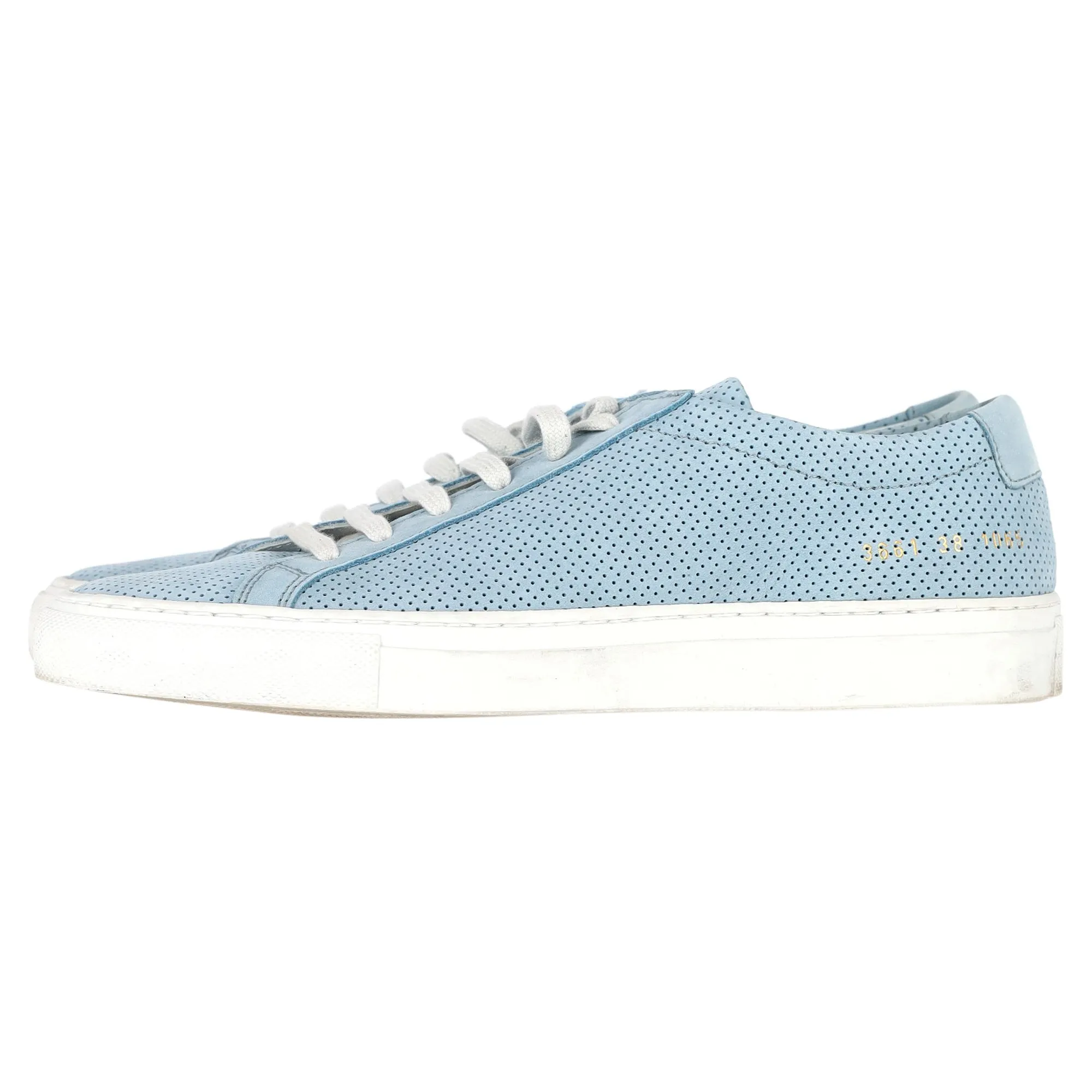 Woman by Common Projects Perforated Achilles Sneakers in Light Blue Suede