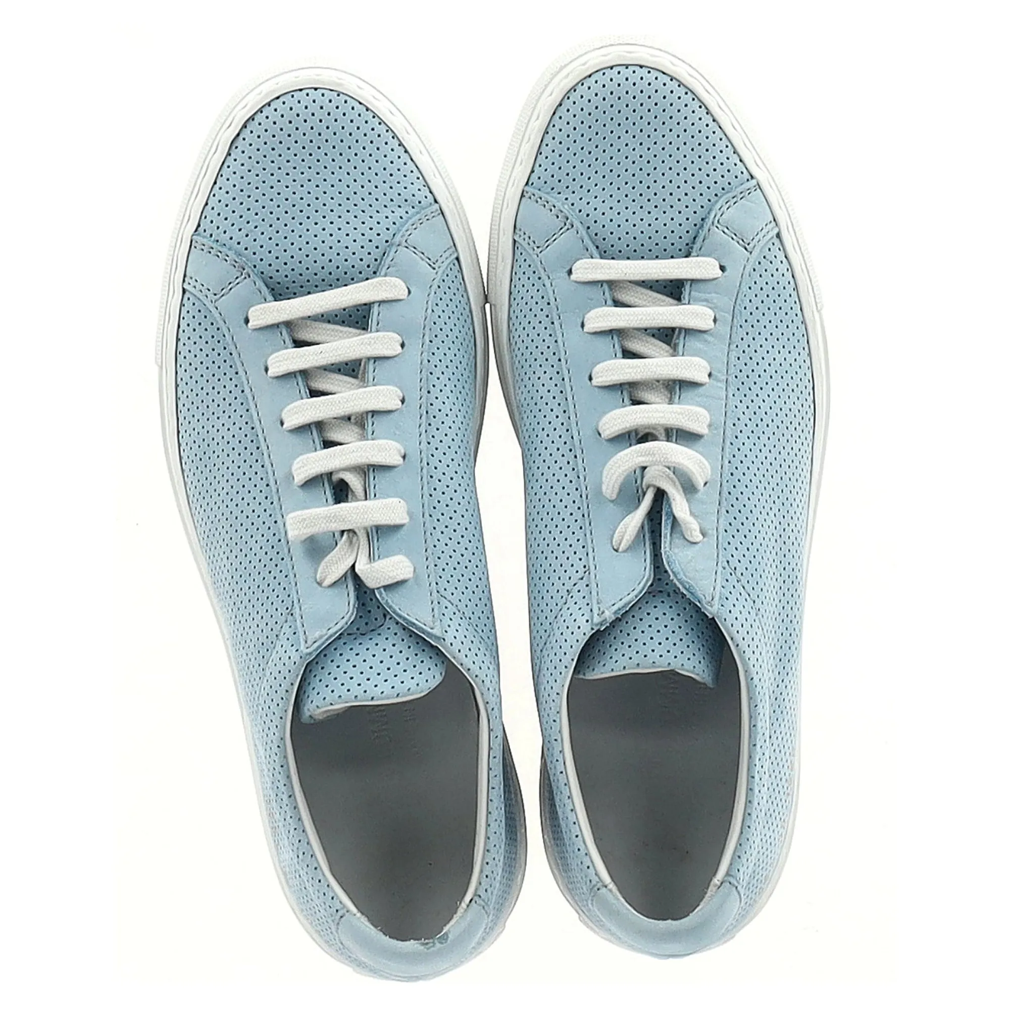 Woman by Common Projects Perforated Achilles Sneakers in Light Blue Suede