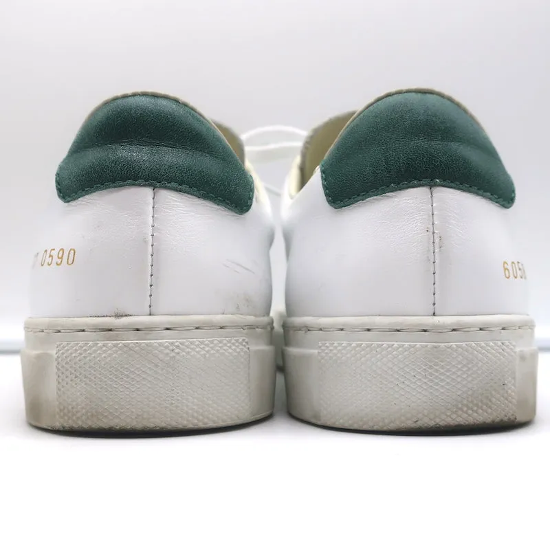 Woman by Common Projects Retro Low Top Sneakers White & Green Leather Size 37