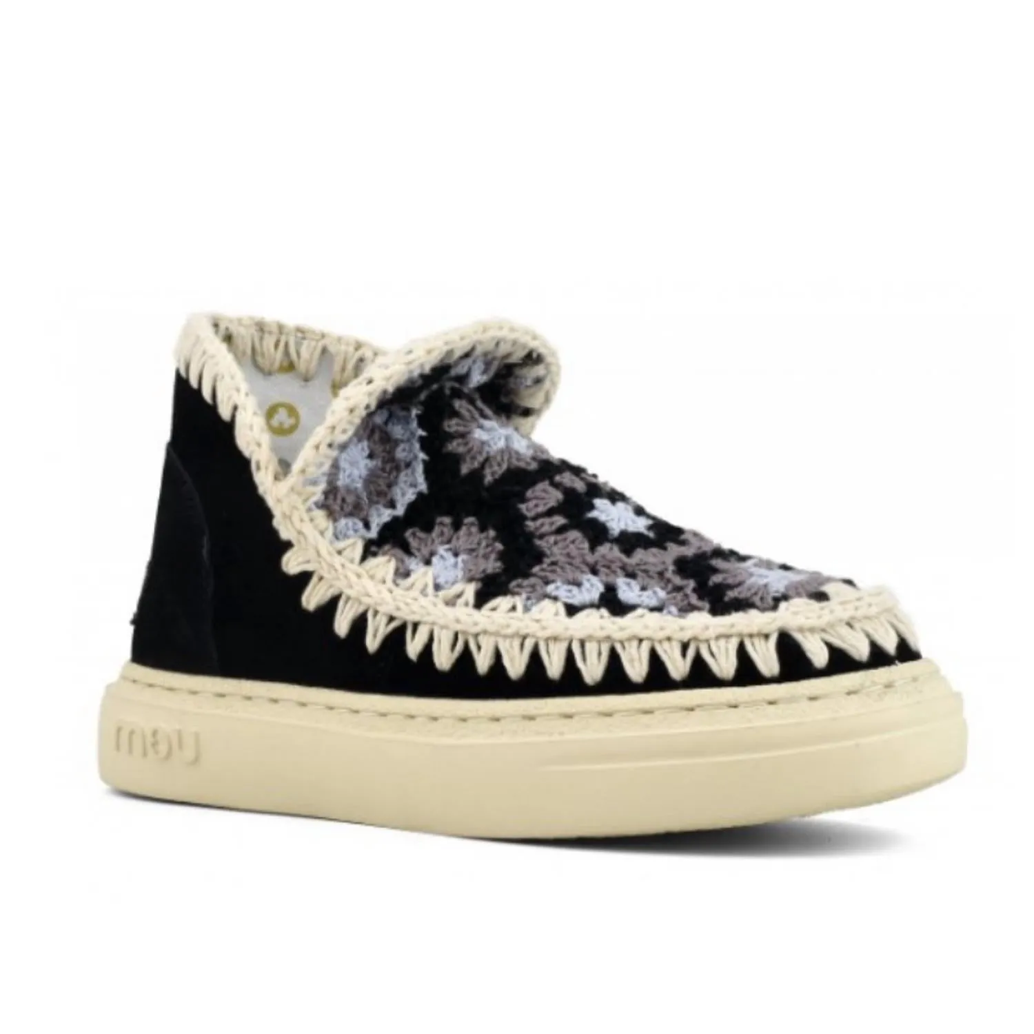 Women's Bold Eskimo Sneaker With Crochet Upper In Black Combo