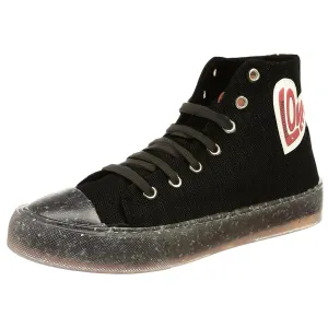 Women's Canvas Heart Lace Up Hi Top Sneakers In Black