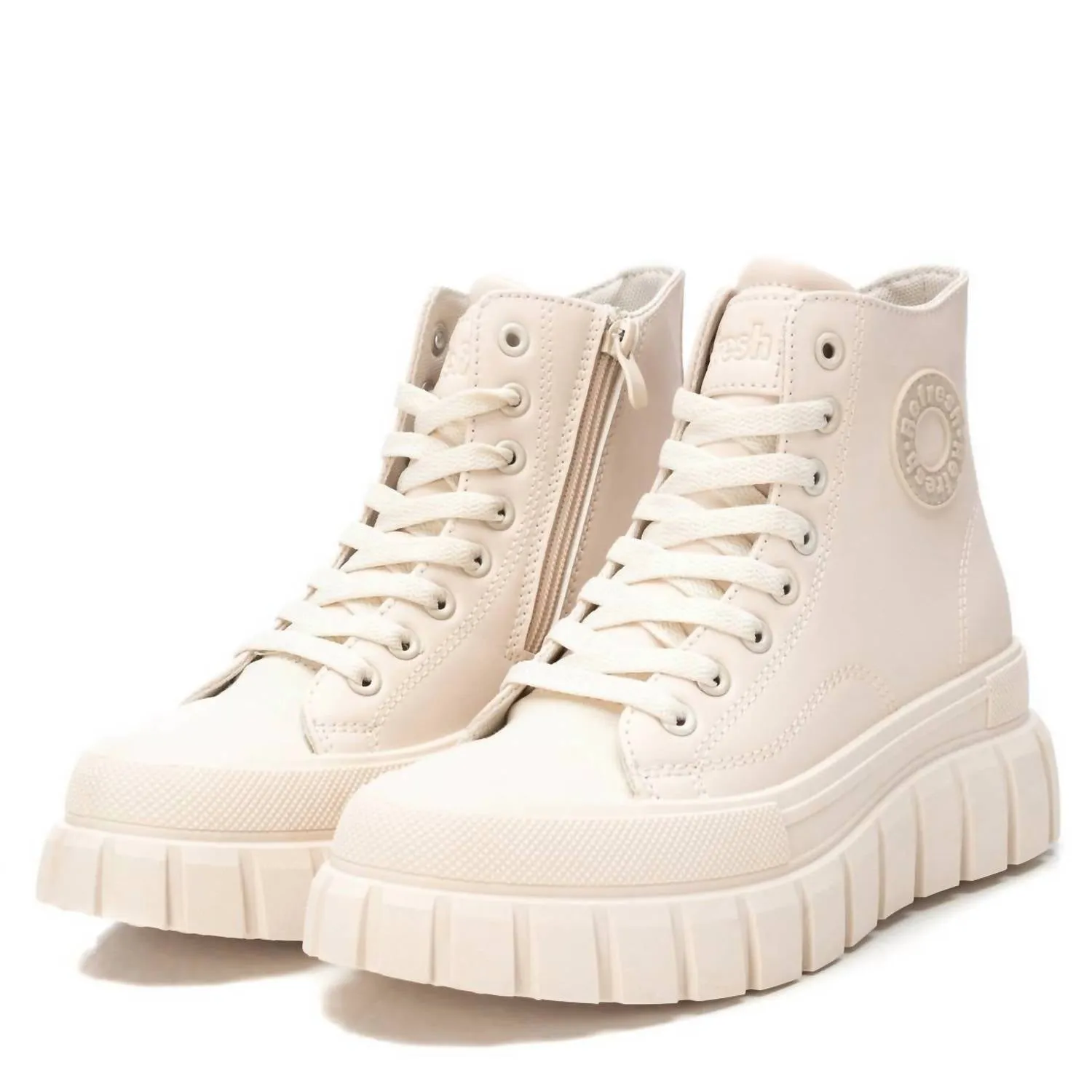 Women's Casual High Top Sneakers In Beige